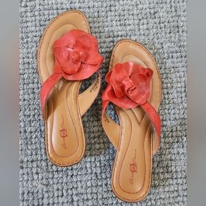 Born Crown Women's Red Floral Sandals, Size 9